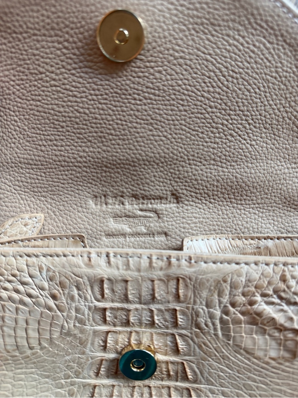 Beige Crocodile Envelope Clutch - Picture 7 of 7